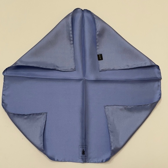 Robert Talbott Pocket Square Blue 100% Silk 16”x16” - Picture 3 of 4